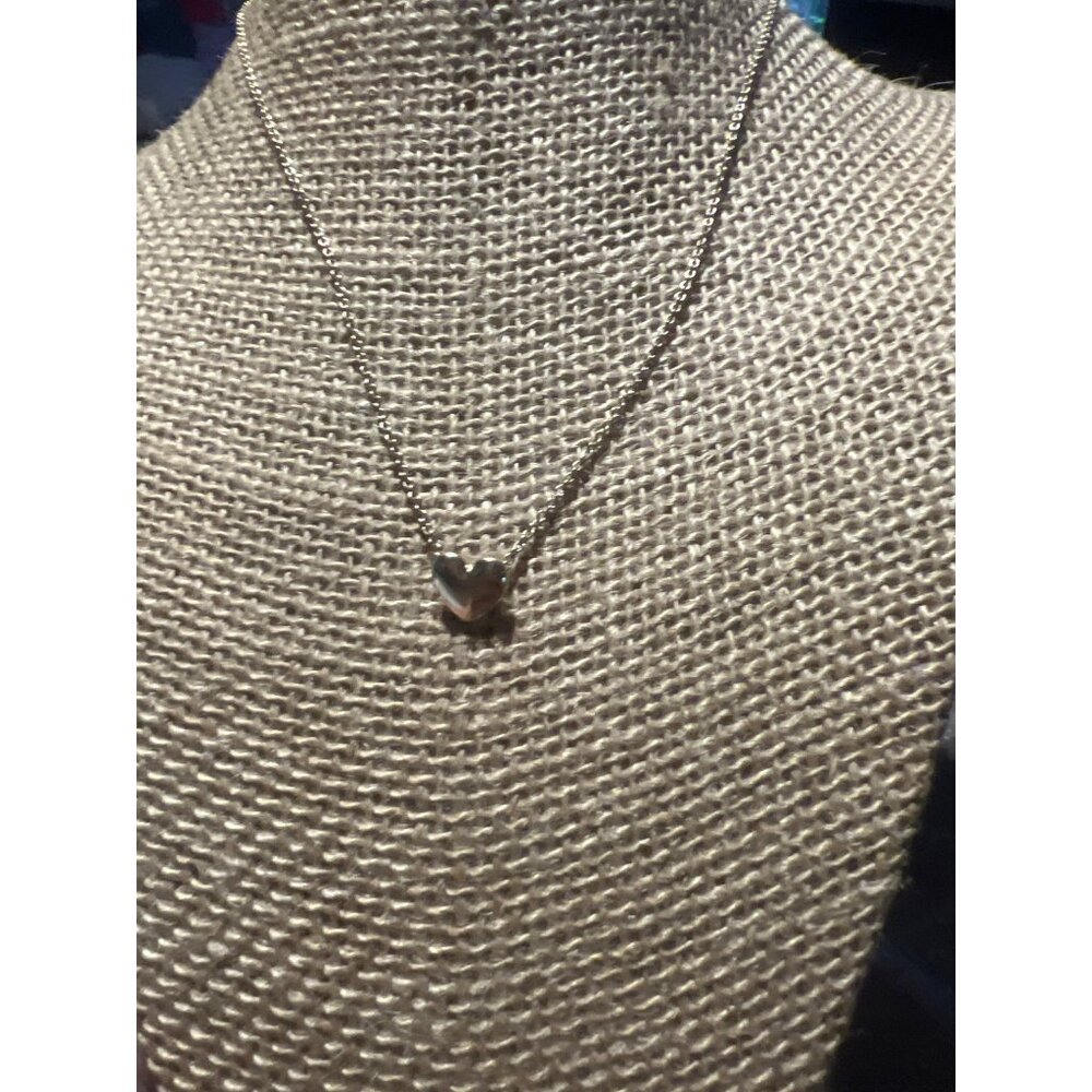 Gold Tone Chain Necklace Heart Slide Pendant Dainty Minimalist Adjustable 16-19"
